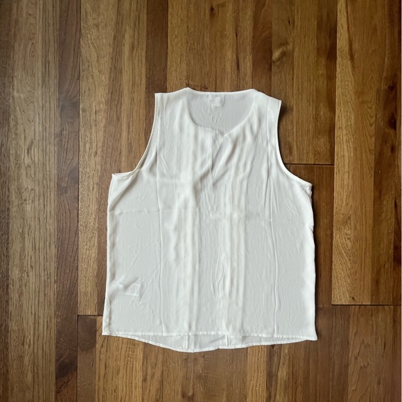 J. Crew‎ Sleeveless White Pleated Necktie Blouse Women’s Sz M Business Classic - Picture 3 of 8